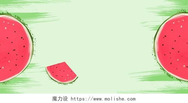 绿色卡通西瓜籽夏天西瓜展板背景
